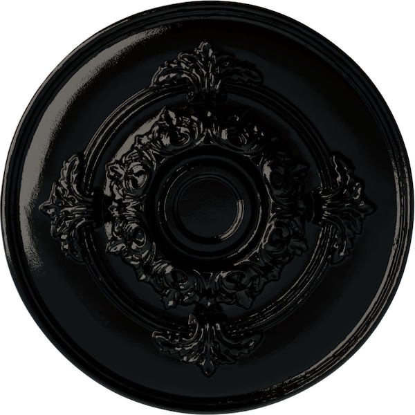 Ekena Millwork Monique Ceiling Medallion (Fits Canopies up to 3 3/4"), Hand-Painted Black Pearl, 13 3/4"OD x 1"P CM13MOBPS - main